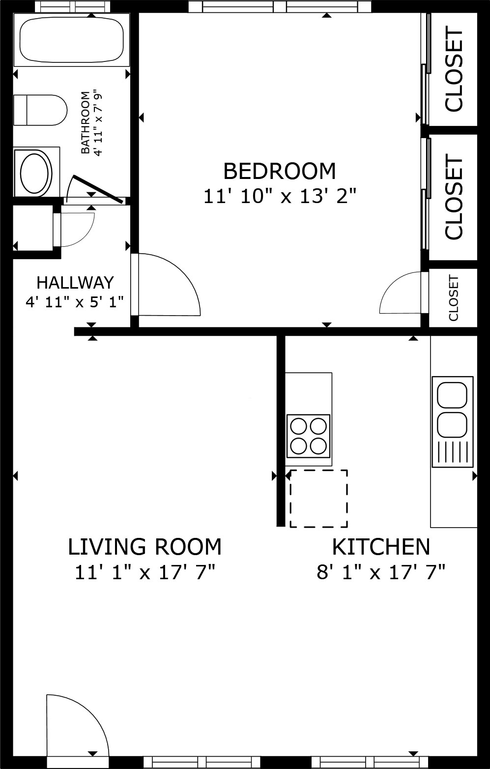 Floor Plan 1 Bed 1 Bath