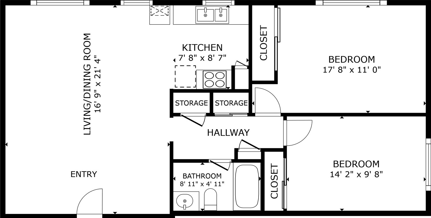 Floor Plan 1 Bed 1 Bath