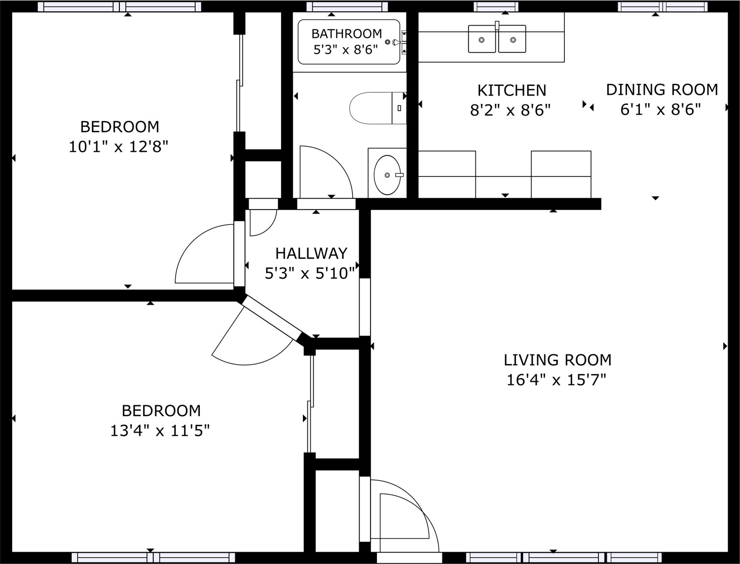 Floor Plan 1 Bed 1 Bath