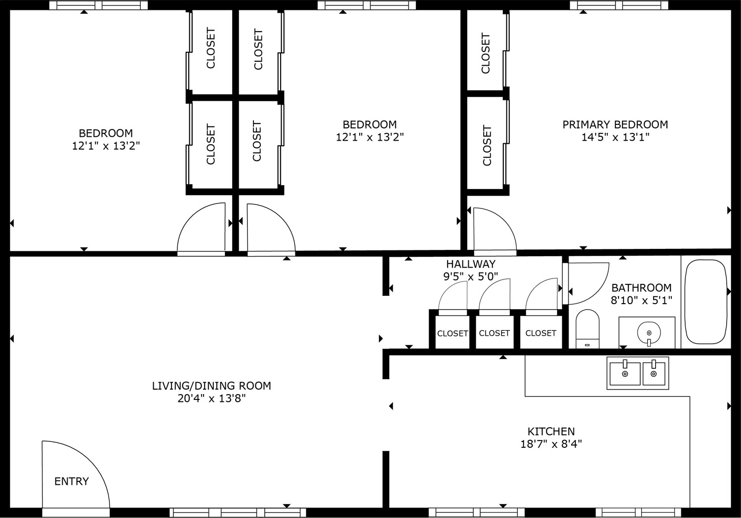 Floor Plan 1 Bed 1 Bath